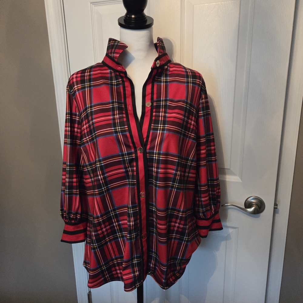 Gretchen Scott Tartan Blouse, Xl